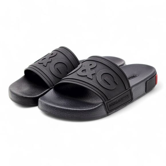 Dolce & Gabbana Logo Saint Barth Rubber Pool Slides Black EU 39 US 9 - NWB $320 - Picture 2 of 7
